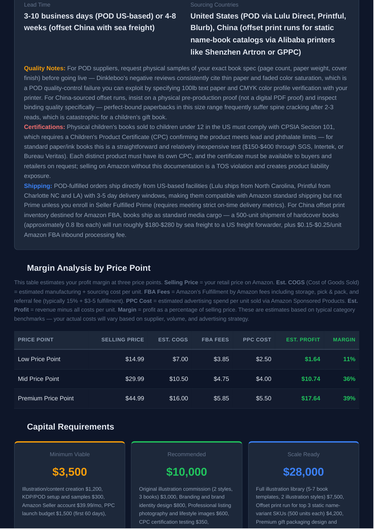 Margin analysis at multiple price points